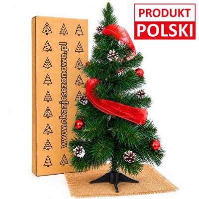 Choinka 65 cm zielona czerwone ozdoby